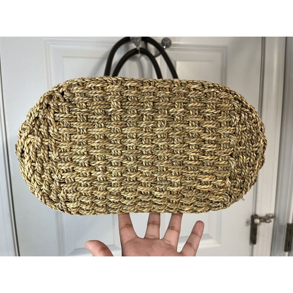 J.Crew Straw & Leather Basket Tote Bag - Picture 3 of 6